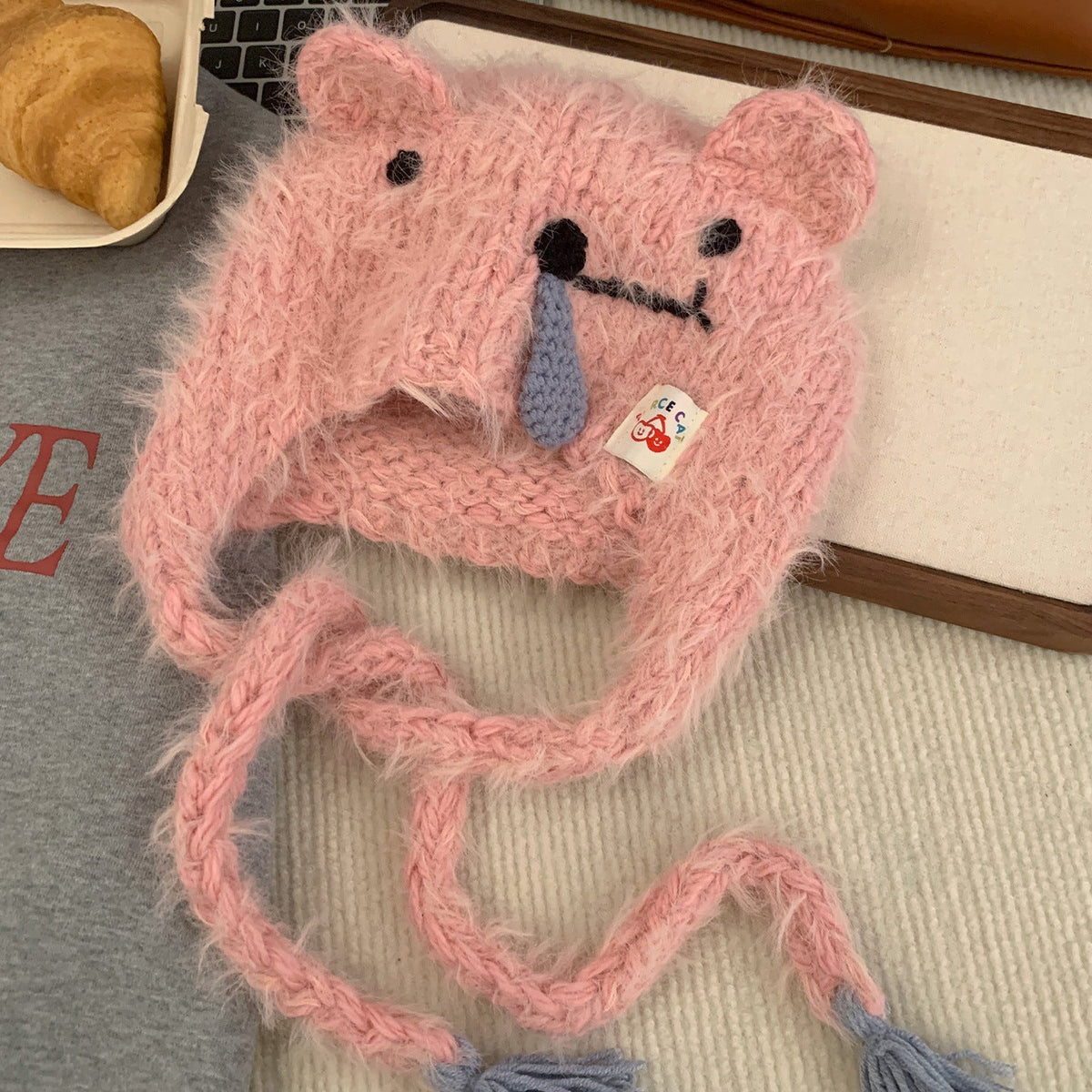 Women's Koala Ear Knitted Beanie, Autumn Winter Warm Ear-Warming Hat