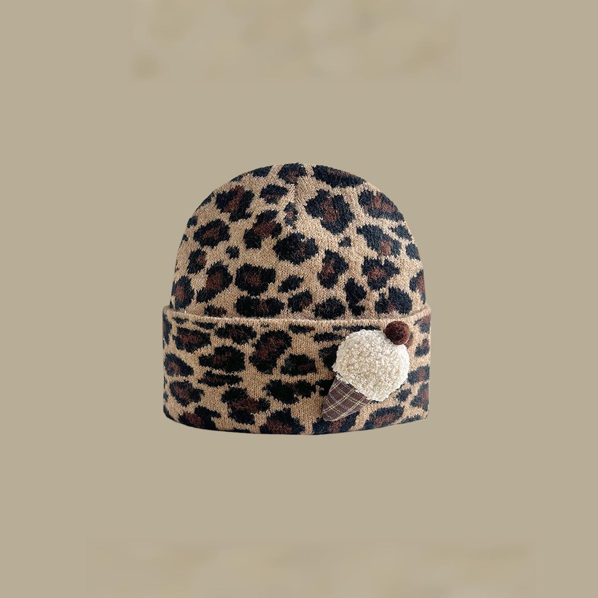 Women's Leopard Print Beanie with Ear Flaps