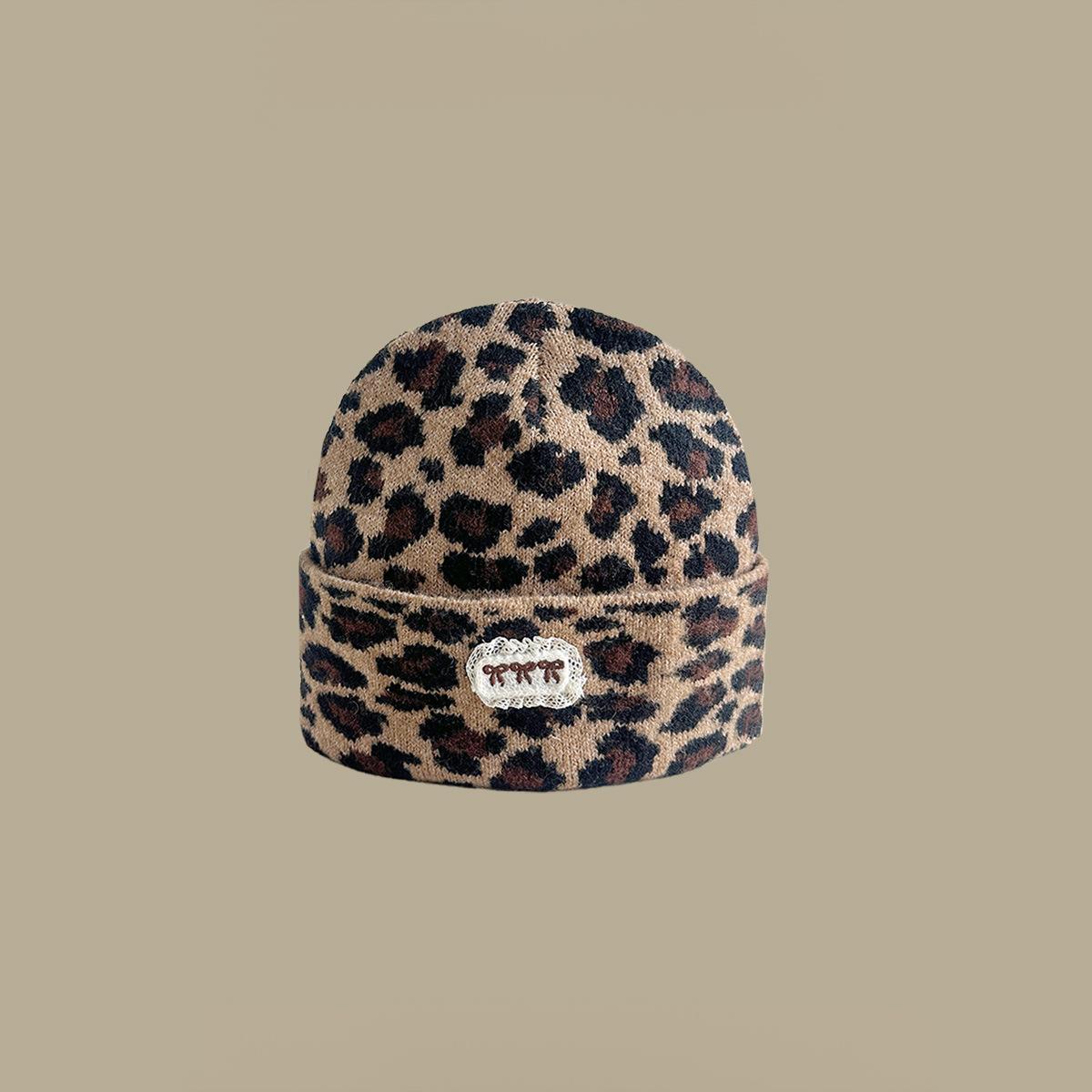 Women's Leopard Print Beanie with Ear Flaps