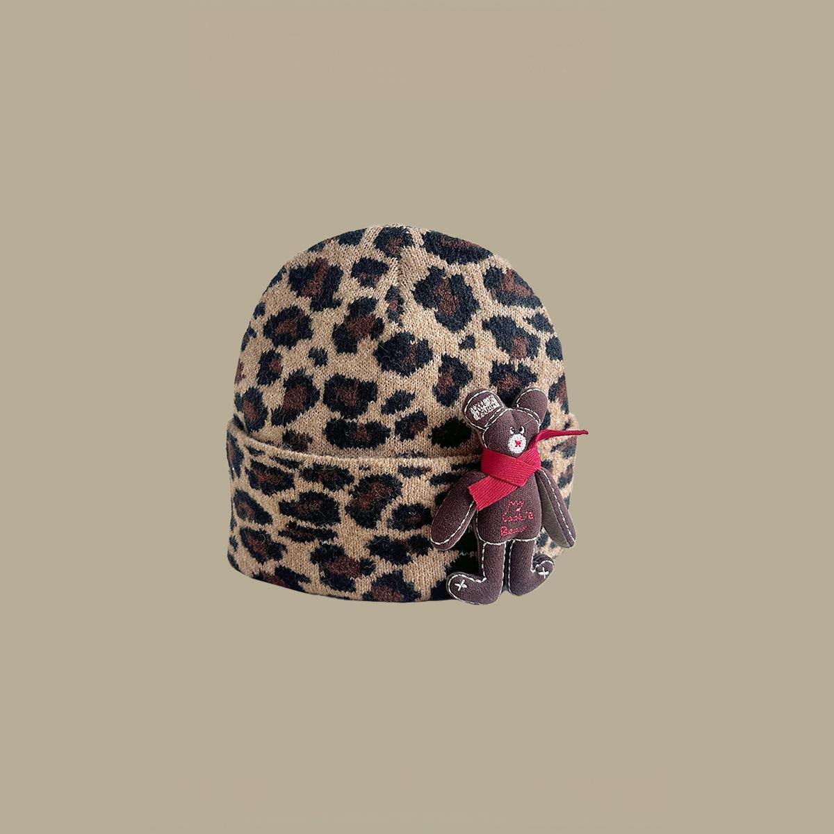 Women's Leopard Print Beanie with Ear Flaps